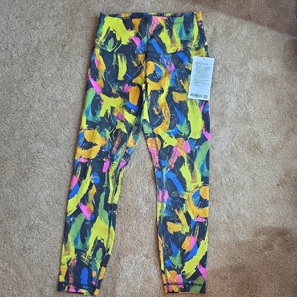 Lululemon Athletica Yellow and Pink Leggings Vibrant Stretchy Design